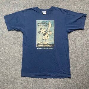 Mickey Mouse Here Today Mens Disneyland Resort T-Shirt Blue Short Sleeve L